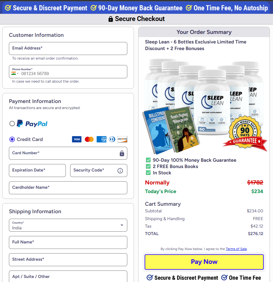 Sleep Lean - Order Form